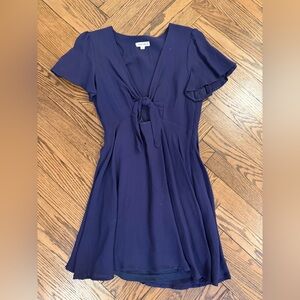 Cotton Candy LA Deep Blue Tie-Front Midi Dress